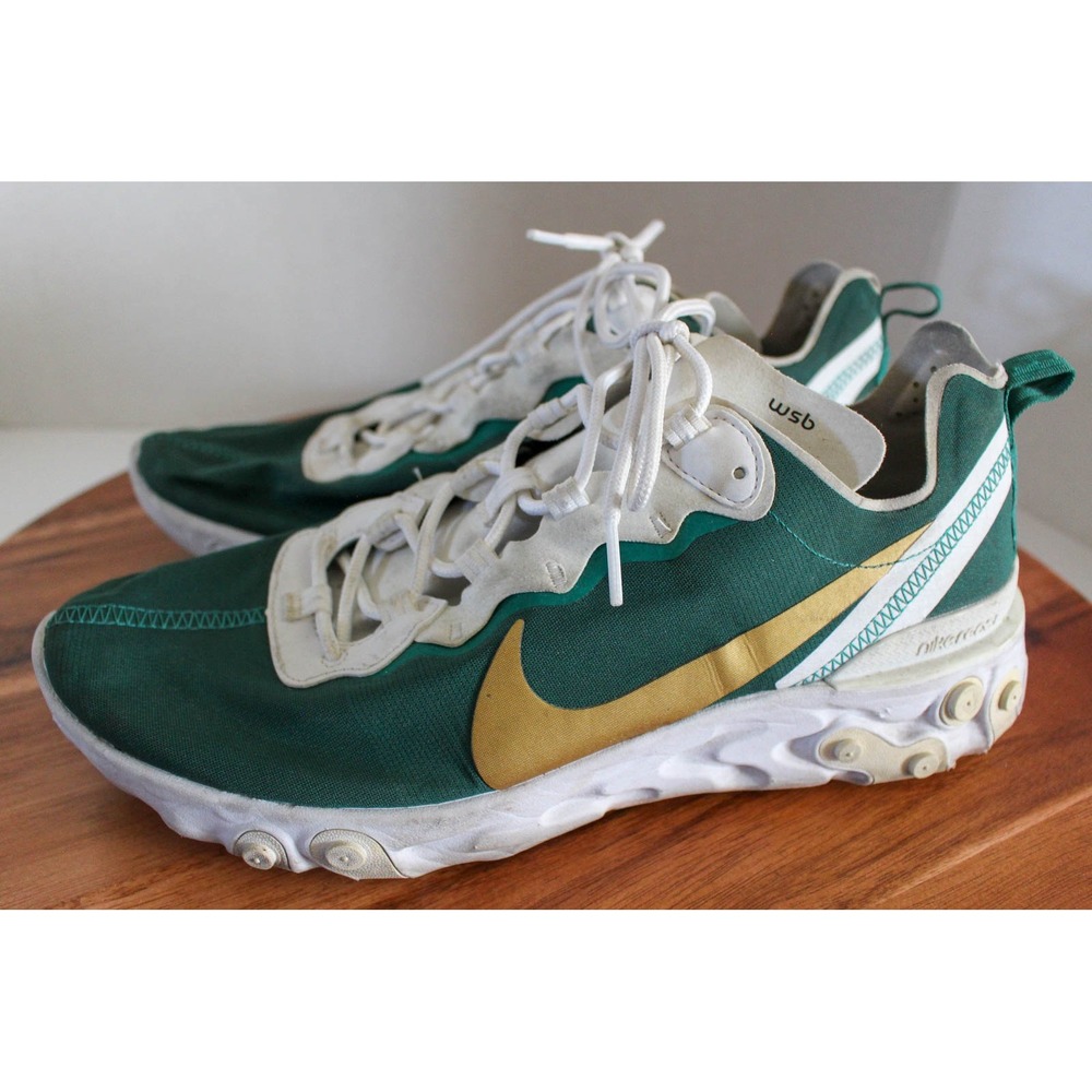 Nike Shoes Mens 10.5 Green Gold React Element 55 Running Sneakers CJ1496-991